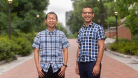 Peng Qiu, left, and Joshua Weitz are leading a new National Institutes of Heath-funded training program that will help transform the study of quantitative- and data-intensive biosciences at the Georgia Institute of Technology. (Photo: Allison Carter)