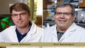 Phil Santangelo (pictured right), professor, and James Dahlman (pictured left) assistant professor, in the Wallace H. Coulter Department of Biomedical Engineering at Georgia Tech and Emory University.