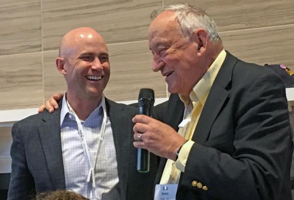 Two friends named Bob: Bob Nerem, founding director of the Petit Institute, honors Bob Guldberg, departing executive director of the Petit Institute, at last week's Regenerative Medicine Workshop.