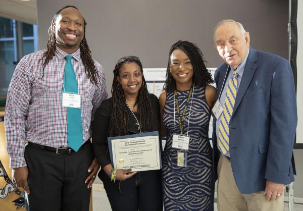 The Project ENGAGES braintrust includes (L-R) Manu Platt (program co-director), Simone Douglas (mentor), Lakeita Servance (program manager), and Bob Nerem (program co-director) (Credit: Sean McNeil, Georgia Tech Research Institute)