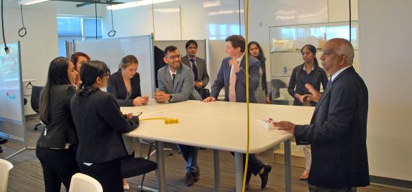 MBID director Sathya Gourisankar offers some last minute advice to students shortly before their final presentations.