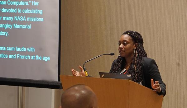 Simone Douglas, a graduate researcher from Georgia Tech, makes her presentation at AfroBiotech.