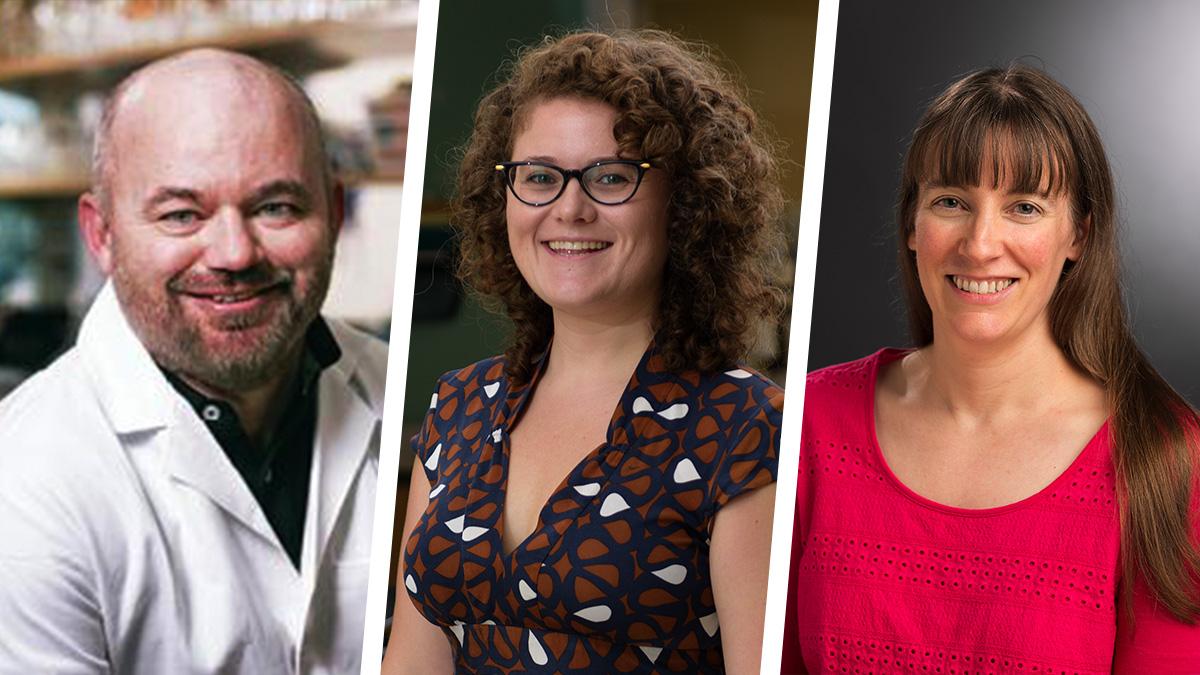 The core faculty leadership team of the new NIH-funded InQuBATE program includes, from left, Marvin Whiteley, professor in the School of Biological Sciences; Eva Dyer, assistant professor in the Wallace H. Coulter Department of Biomedical Engineering; and Elizabeth Cherry, associate professor in the School of Computational Science and Engineering.