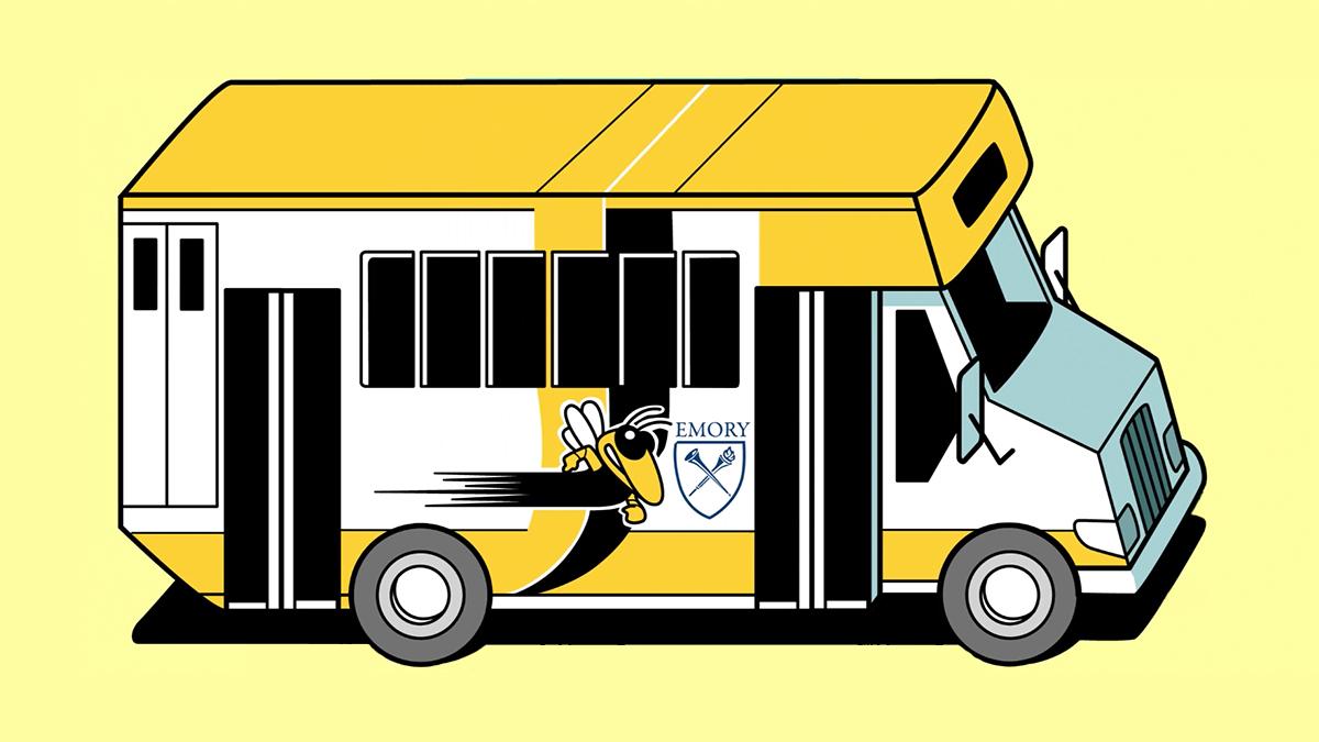 Illustration of the Emory - Georgia Tech shuttle bus