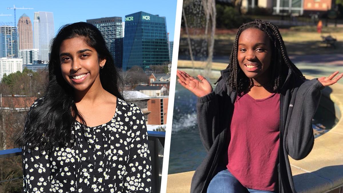 Neha Badam, left, and Samantha Mutiti have won the Stephen E. Brossette Scholarship for engaging in undergraduate research connecting biomedical engineering and computing.